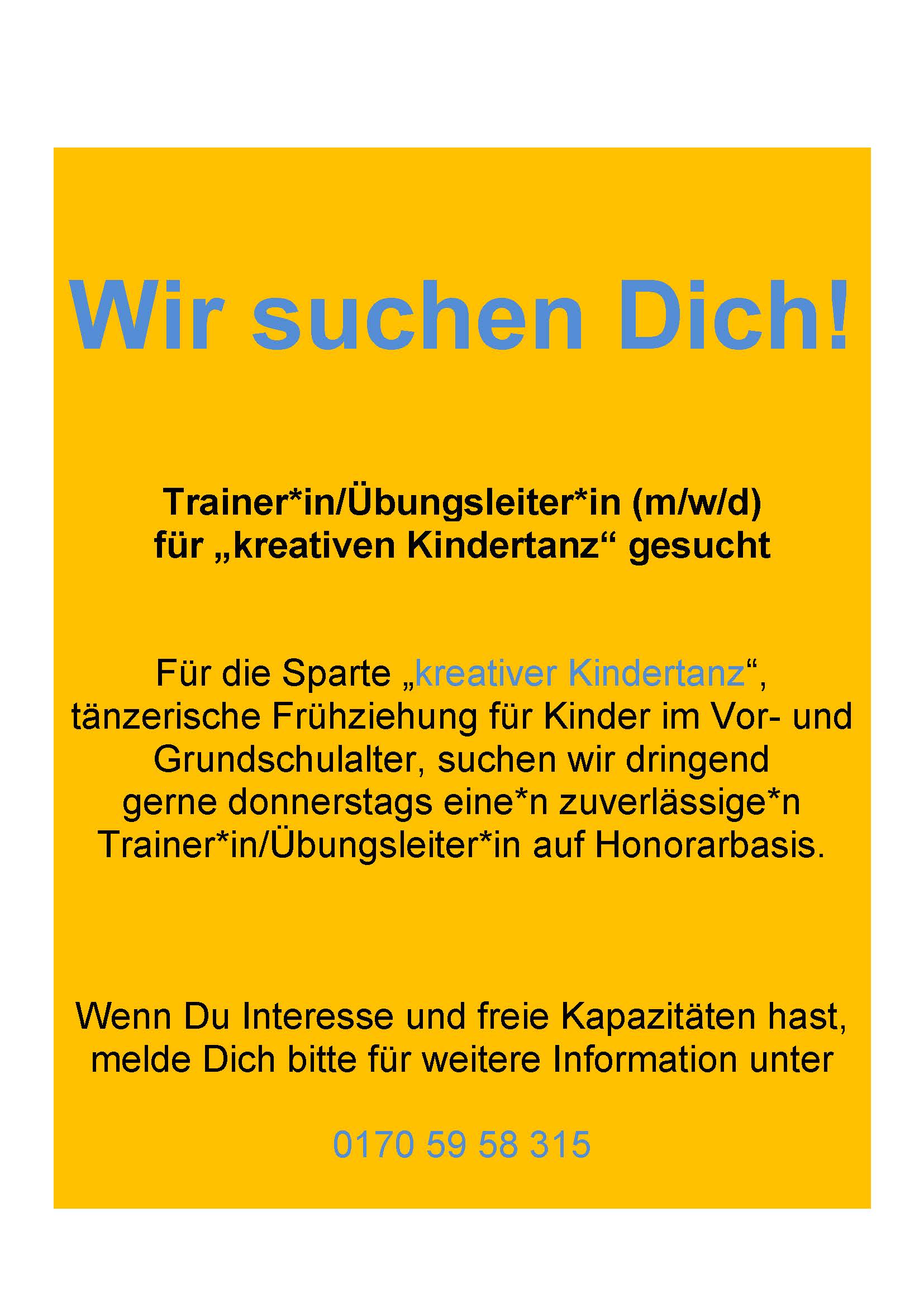 Aushang Trainergesuch